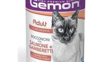 GEMON, Somon și Creveți, conservă hrană umedă pisici, (în aspic), 415g