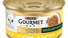 GOURMET Gold Succulent Delights, Pui, conservă hrană umedă pisici, (în sos), 85g
