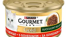 GOURMET Gold Succulent Delights, Vită, conservă hrană umedă pisici, (în sos), 85g