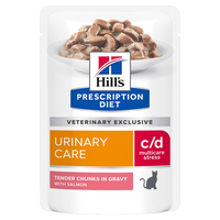 HILL'S Prescription Diet c/d Multicare Stress, Somon, dietă veterinară, plic hrană umedă pisici, sistem urinar, (în sos), bax, 85g x 12buc - 6