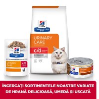 HILL'S Prescription Diet c/d Multicare Stress, Somon, dietă veterinară, plic hrană umedă pisici, sistem urinar, (în sos), bax, 85g x 12buc - 14