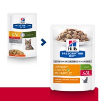 HILL'S Prescription Diet c/d Stress + Metabolic, Pui, dietă veterinară pisici, plic hrană umedă, sistem urinar, metabolism, (în sos), bax, 85g x 12buc - 1