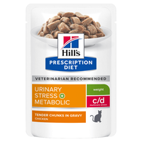 HILL'S Prescription Diet c/d Stress + Metabolic, Pui, dietă veterinară pisici, plic hrană umedă, sistem urinar, metabolism, (în sos), bax, 85g x 12buc - 11
