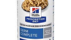 HILL'S Prescription Diet Derm Complete, XS-XL, Ou, dietă veterinară, conservă hrană umedă câini, piele & blană, (pate), 370g