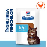 HILL'S Prescription Diet k/d Kidney Care Early Stage, Pui, dietă veterinară pisici, plic hrană umedă, sistem renal, 85g x 12buc - 7