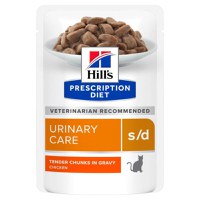 HILL'S Prescription Diet S/D, Pui, dietă veterinară, plic hrană umedă pisici, sistem urinar, (în sos), bax, 85g x 12buc - 1