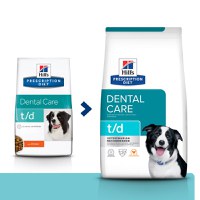 HILL'S Prescription Diet t/d Dental Care, Pui, dietă veterinară câini, hrană uscată, afecțiuni dentare HILL'S Prescription Diet t/d Dental Care, Pui, dietă veterinară câini, hrană uscată, sensibilități dentare, 10kg - 1