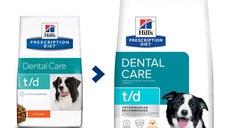 HILL'S Prescription Diet t/d Dental Care, Pui, dietă veterinară câini, hrană uscată, afecțiuni dentare HILL'S Prescription Diet t/d Dental Care, Pui, dietă veterinară câini, hrană uscată, sensibilități dentare, 10kg