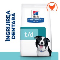HILL'S Prescription Diet t/d Dental Care, Pui, dietă veterinară câini, hrană uscată, afecțiuni dentare HILL'S Prescription Diet t/d Dental Care, Pui, dietă veterinară câini, hrană uscată, sensibilități dentare, 10kg - 4
