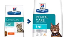 HILL'S Prescription Diet t/d Dental Care, Pui, dietă veterinară pisici, hrană uscată, afecțiuni dentare HILL'S Prescription Diet t/d Dental Care, Pui, dietă veterinară pisici, hrană uscată, sensibilități dentare, 3kg