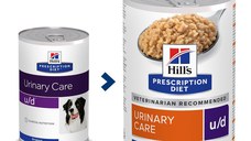 HILL'S Prescription Diet u/d Urinary Care, dietă veterinară câini, conservă hrană umedă, sistem urinar, 370g
