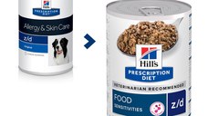 HILL'S Prescription Diet z/d Food Sensitivities, dietă veterinară câini, conservă hrană umedă, piele & blana, sistem digestiv, (în sos), 370g