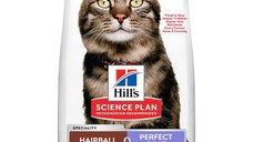 HILL'S Science Plan Hairball & Perfect Coat, Pui, hrană uscată pisici, limitarea ghemurilor de blană, 3kg