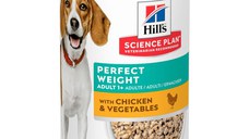 HILL'S Science Plan Perfect Weight, XS-XL, Pui și Legume, conservă hrană umedă câini, obezitate, (pate), 363g