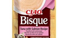 INABA Churu Bisque, Ton și Somon, recompense fără cereale pisici, (piure) INABA Churu Bisque, Ton și Somon, plic recompense fără cereale pisici, (piure), 40g