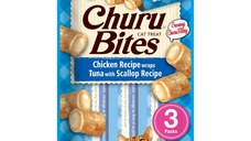 INABA Churu Bites, Pui, Ton și Scoici, punguță, recompense fără cereale pisici, semimoist INABA Churu Bites, Pui, Ton și Scoici, punguță, plic recompense fără cereale pisici, semimoist, 30g