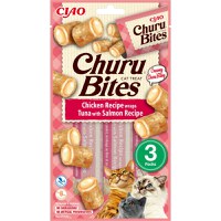 INABA Churu Bites, Pui, Ton și Somon, punguță, recompense fără cereale pisici, semimoist INABA Churu Bites, Pui, Ton și Somon, punguță, plic recompense fără cereale pisici, semimoist, 30g - 1
