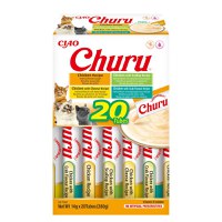 INABA Churu Chicken Varieties (Pui, Pui și Scoici| Brânză| Creveți), cutie, tub recompense fără cereale pisici, (topping), 280g - 1