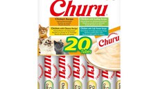 INABA Churu Chicken Varieties (Pui, Pui și Scoici| Brânză| Creveți), cutie, tub recompense fără cereale pisici, (topping), 280g