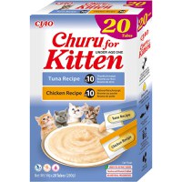 INABA Churu Creamy Kitten Varieties, Pui și Ton, cutie recompense fără cereale pisici junior, (piure), 280g - 2