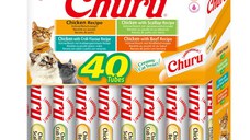 INABA Churu Creamy Varieties, Pui, cutie recompense fără cereale pisici, (piure), 560g