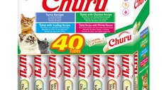 INABA Churu Creamy Varieties, Ton și Fructe de Mare, cutie recompense fără cereale pisici, (piure), 560g