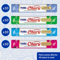INABA Churu Creamy Varieties, Ton și Fructe de Mare, cutie recompense fără cereale pisici, (piure), 560g - 3