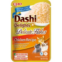 INABA Churu Dashi Delights Delicate Flakes, Pui, plic hrană umedă fără cereale pisici, (topping), 40g - 1