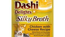INABA Churu Dashi Delights Silky Broth, Pui și Brânză, plic hrană umedă fără cereale pisici, (topping), 40g