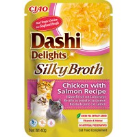 INABA Churu Dashi Delights Silky Broth, Pui și Somon, plic hrană umedă fără cereale pisici, (topping), 40g - 2