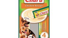 INABA Churu Dog, Pui, recompense lichide monoproteice fără cereale câini, topping cremos, 14g x 4