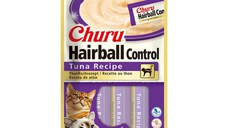 INABA Churu Hairball Control, Ton,, tub recompense fără cereale pisici, limitarea ghemurilor de blană, (piure) INABA Churu Hairball Control, Ton, plic, tub recompense fără cereale pisici, limitarea ghemurilor de blană, (piure), 56g