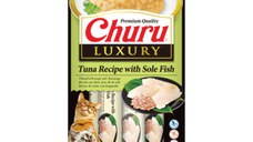 INABA Churu Luxury, Ton și Limbă-de-mare, plic recompense fără cereale pisici, (piure), 56g