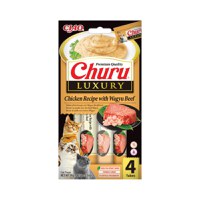 INABA Churu Luxury, Ton și Vită Wagyu, plic recompense fără cereale pisici, (piure), 56g - 2