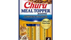 INABA Churu Meal Topper, Pui și Brânză, plic, tub recompense fără cereale pisici, (piure), 56g