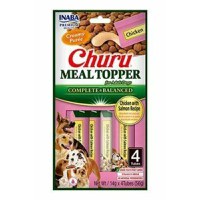 INABA Churu Meal Topper, XS-XL, Pui și Somon, plic, tub recompense fără cereale câini, (piure), 56g - 2
