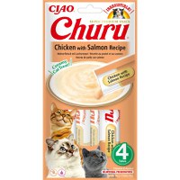 INABA Churu, Pui și Somon, plic, tub recompense fără cereale pisici, (piure), 56g - 2