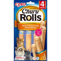 INABA Churu Rolls, Pui și Ton, plic, tub recompense fără cereale pisici, 40g - 2