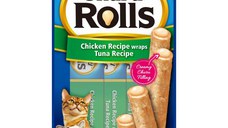 INABA Churu Rolls, Pui și Ton, punguță recompense fără cereale pisici, semimoist, 40g