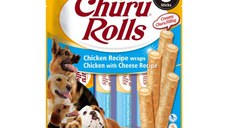 INABA Churu Rolls, XS-XL, Pui și Brânză, plic recompense fără cereale câini, 96g