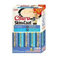 INABA Churu Skin&Coat Tuna Varieties, Ton, cutie recompense fără cereale pisici, (piure), 280g - 1