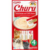 INABA Churu, Ton și Creveți, plic, tub recompense fără cereale pisici, (piure), 56g - 2
