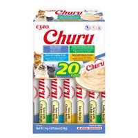 INABA Churu Tuna Varieties (Ton, Ton și Pui|Brânză|Scoici), cutie, tub recompense fără cereale pisici, (topping), 280g - 1