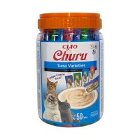 INABA Churu Varieties, Ton, găletușa, tub recompense fără cereale pisici, (piure), 700g - 1