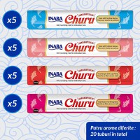 INABA Churu Varieties, Ton și Fructe de Mare, cutie, tub recompense fără cereale pisici, (piure), 280g - 3