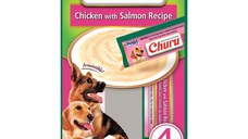 INABA Churu, XS-XL, Pui și Somon, punguță recompense fără cereale câini, (topping), 56g