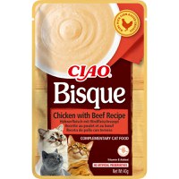 INABA Ciao Bisque, Pui și Vită, recompense fără cereale pisici, (piure) INABA Ciao Bisque, Pui și Vită, plic recompense fără cereale pisici, (piure), 40g - 1