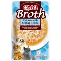 INABA Ciao Broth , Pui și Scoici, plic hrană umedă fără cereale pisici, (în supă), 40g - 1