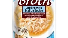 INABA Ciao Broth , Pui și Scoici, plic hrană umedă fără cereale pisici, (în supă), 40g