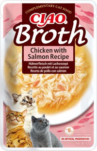 INABA Ciao Broth , Somon, plic hrană umedă fără cereale pisici, (în supă), 40g - 1